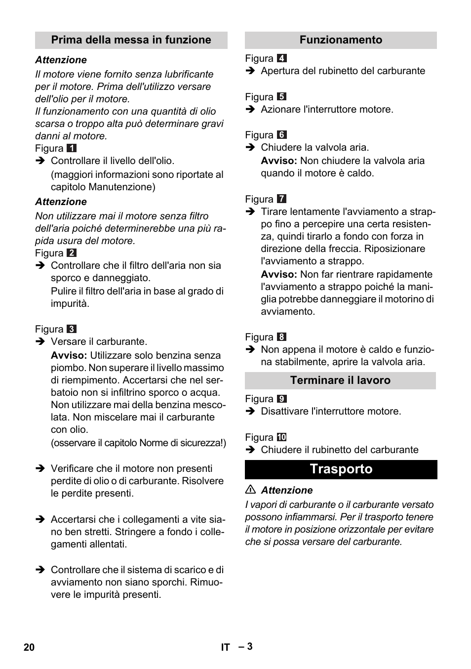 Trasporto | Karcher G 4-10 M User Manual | Page 20 / 137