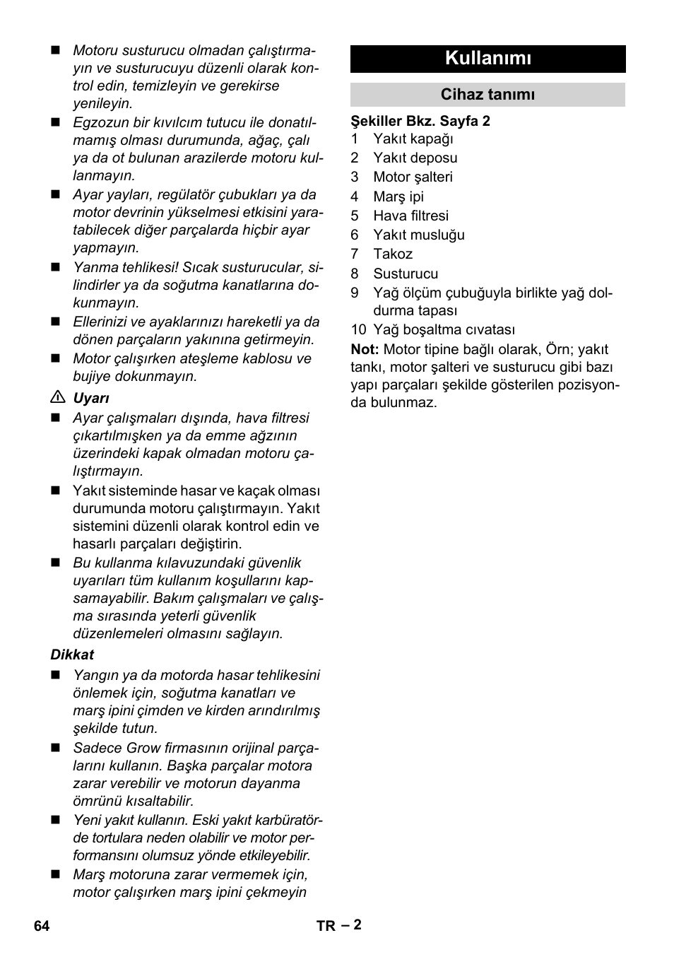 Kullanımı | Karcher G 4-10 M User Manual | Page 64 / 137