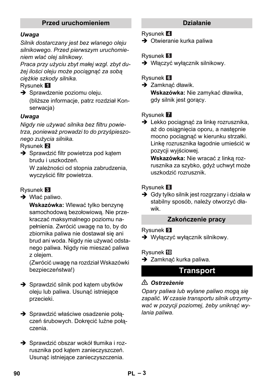 Transport | Karcher G 4-10 M User Manual | Page 90 / 137