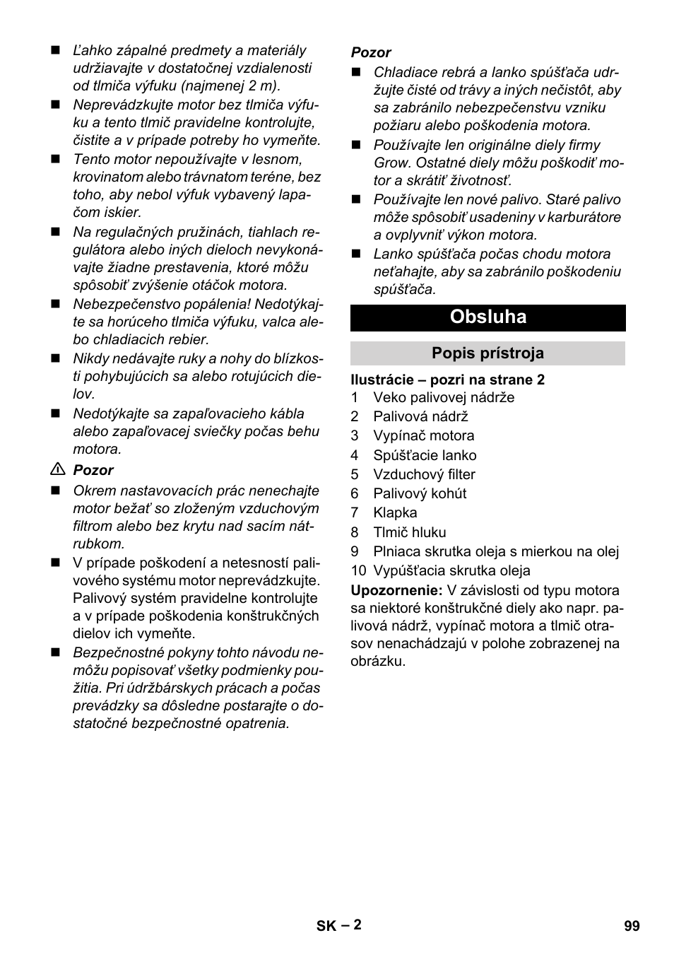 Obsluha | Karcher G 4-10 M User Manual | Page 99 / 137