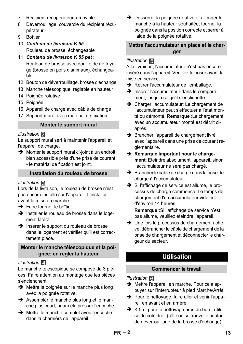 Utilisation | Karcher K 55 Pet Plus User Manual | Page 13 / 120