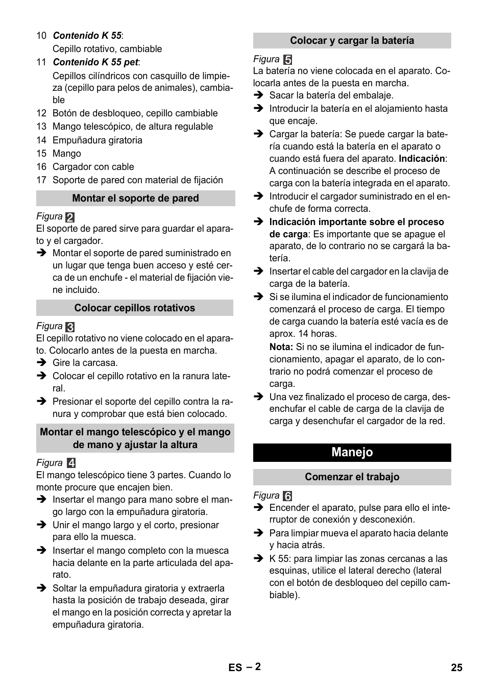 Manejo | Karcher K 55 Pet Plus User Manual | Page 25 / 120