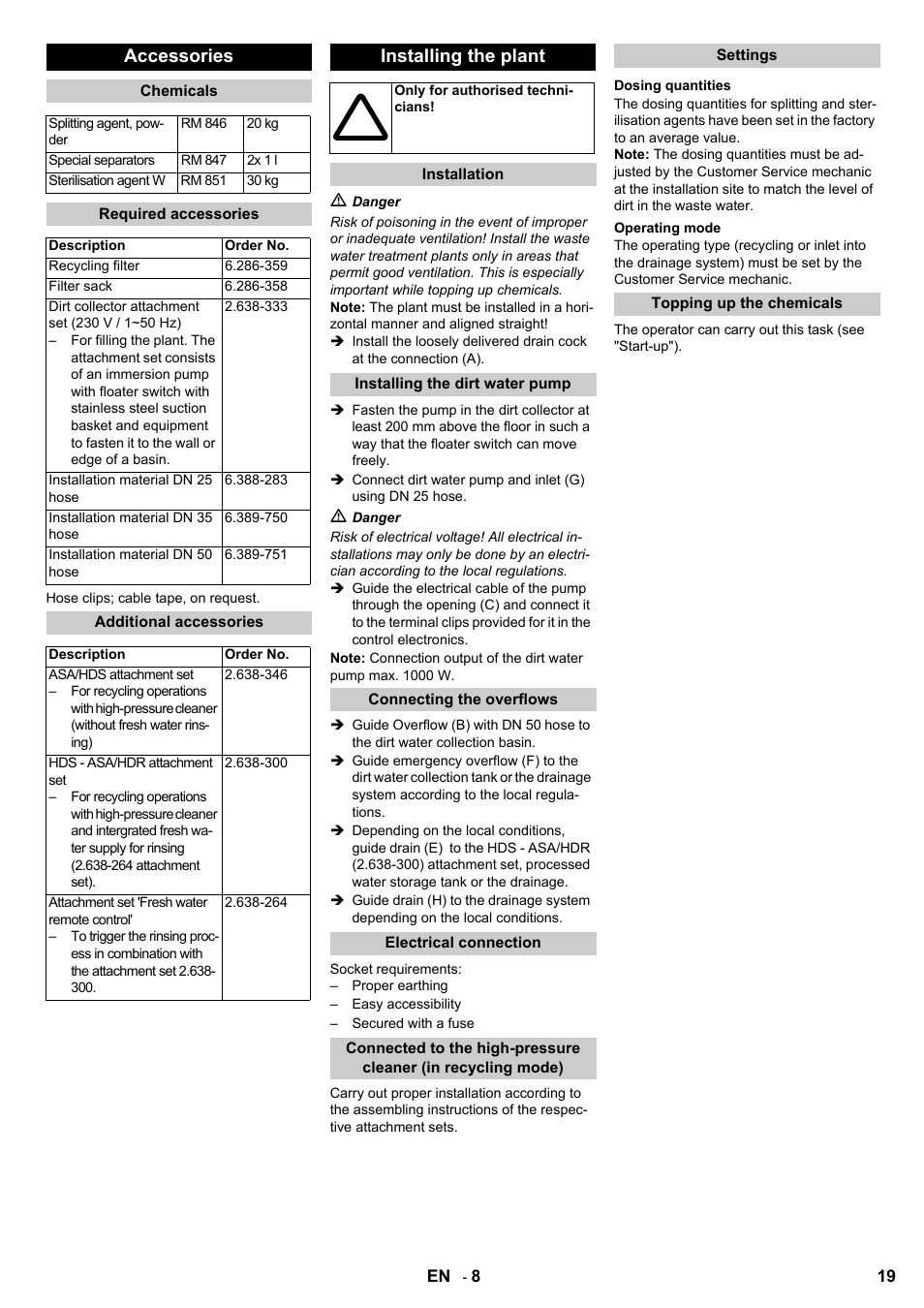 Accessories, Installing the plant | Karcher HDR 777 EU User Manual | Page 19 / 96