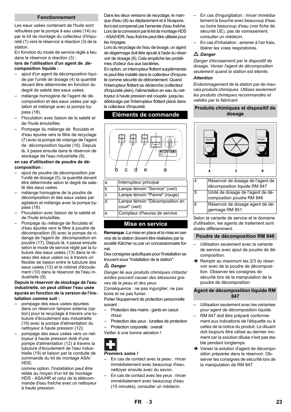 Eléments de commande, Mise en service | Karcher HDR 777 EU User Manual | Page 23 / 96