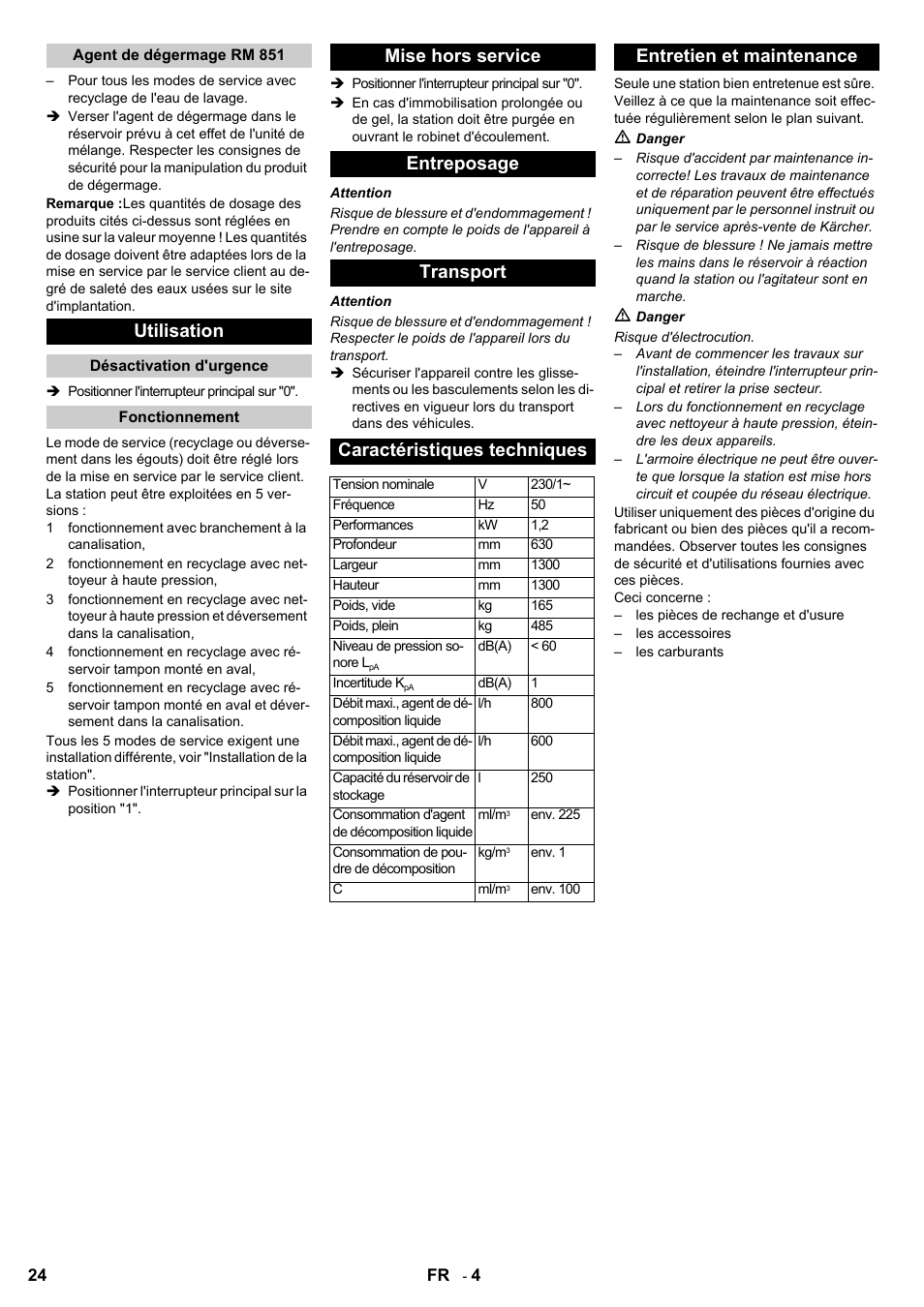Utilisation, Entretien et maintenance | Karcher HDR 777 EU User Manual | Page 24 / 96