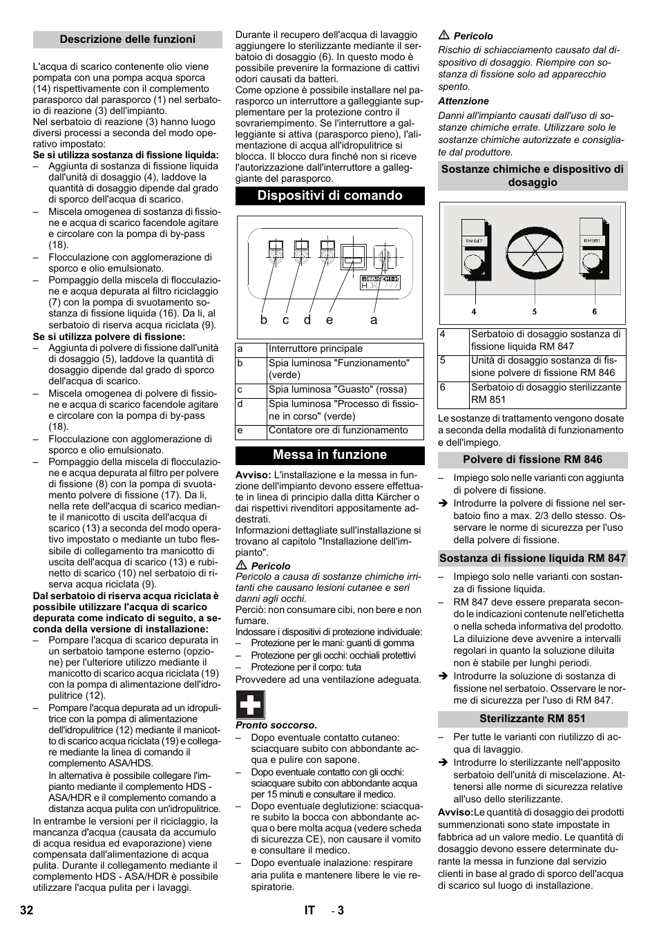 Dispositivi di comando, Messa in funzione | Karcher HDR 777 EU User Manual | Page 32 / 96