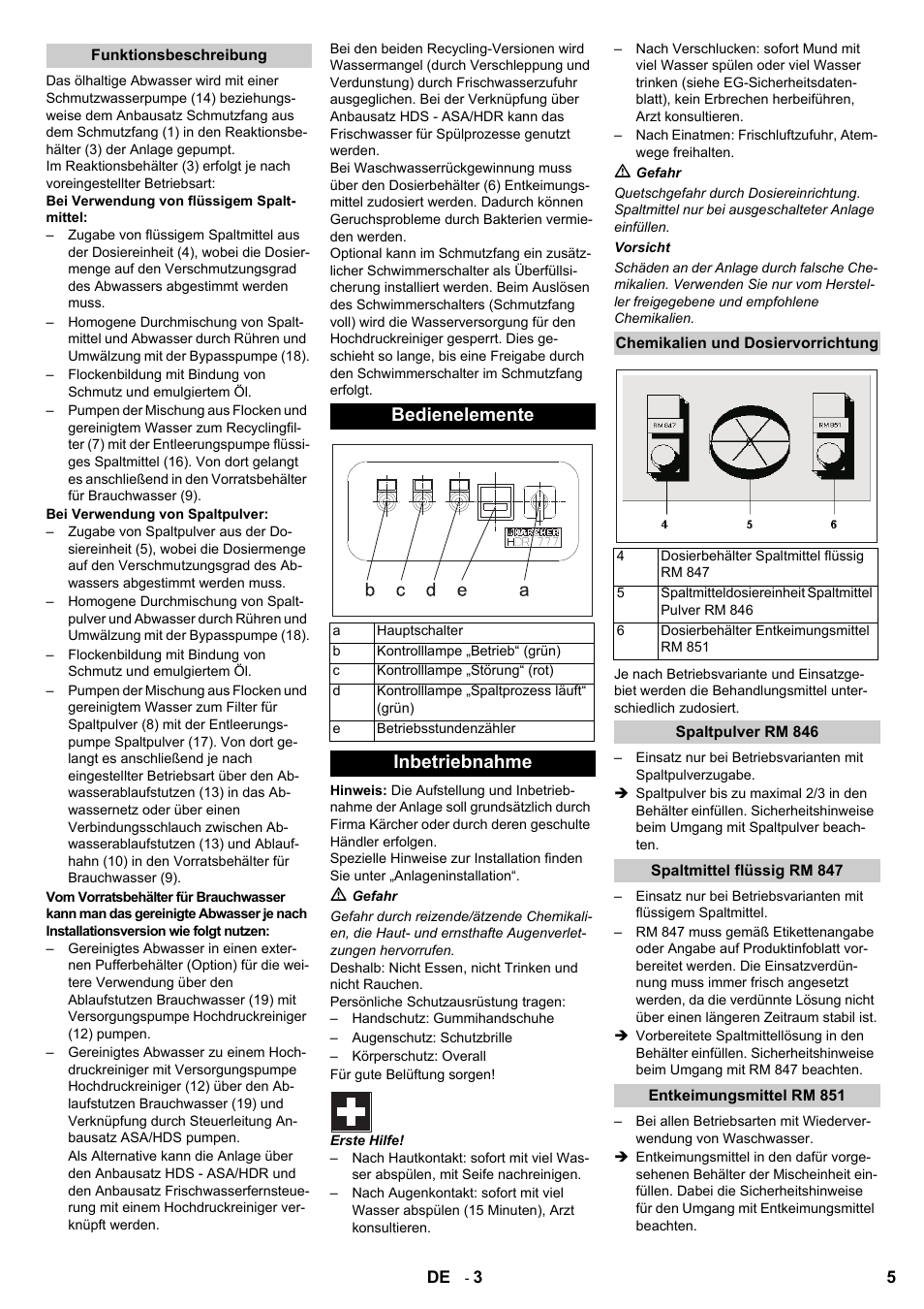 Bedienelemente, Inbetriebnahme | Karcher HDR 777 EU User Manual | Page 5 / 96