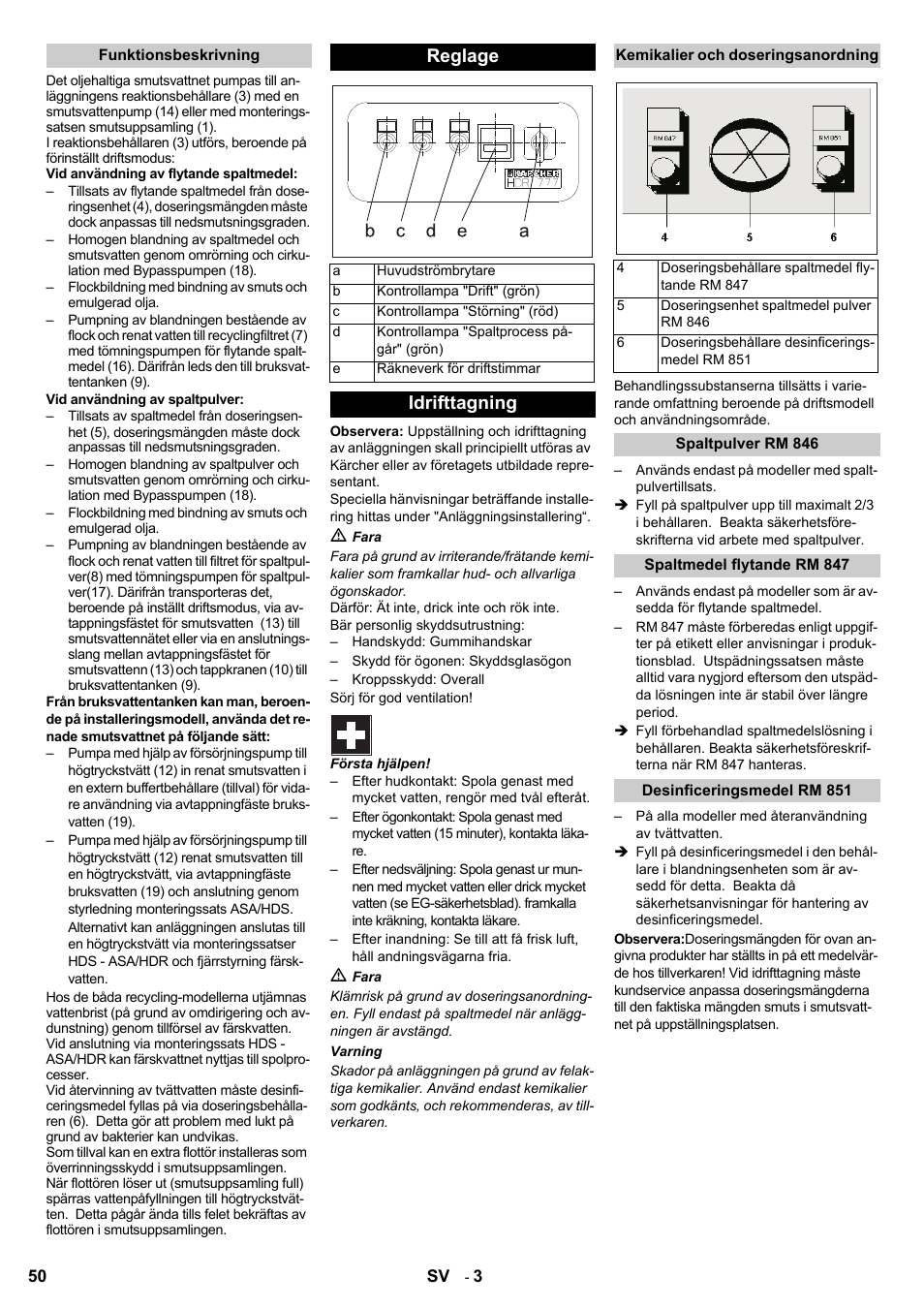 Reglage, Idrifttagning | Karcher HDR 777 EU User Manual | Page 50 / 96