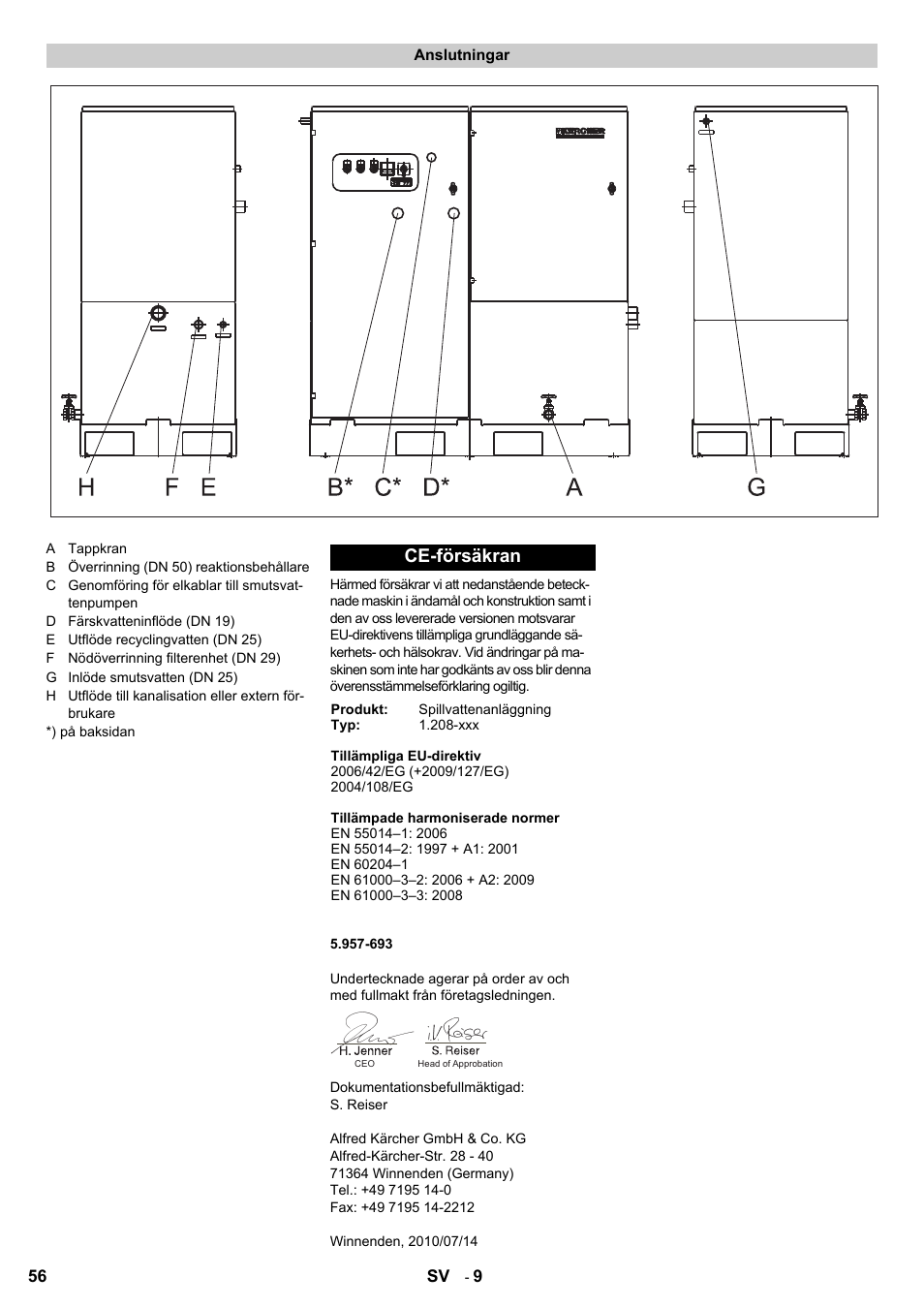 Ce-försäkran | Karcher HDR 777 EU User Manual | Page 56 / 96