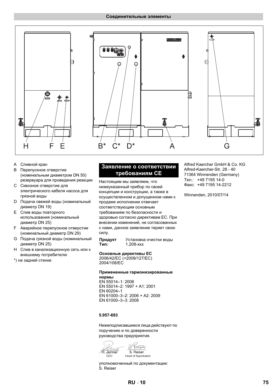 Заявление о соответствии требованиям се | Karcher HDR 777 EU User Manual | Page 75 / 96