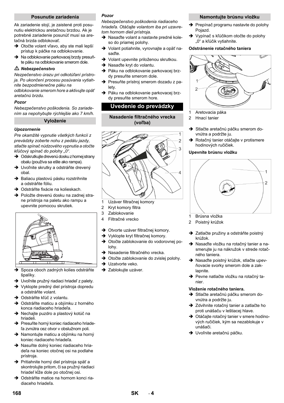 Uvedenie do prevádzky | Karcher BDP 50 - 2000 RS Bp Pack User Manual | Page 168 / 236