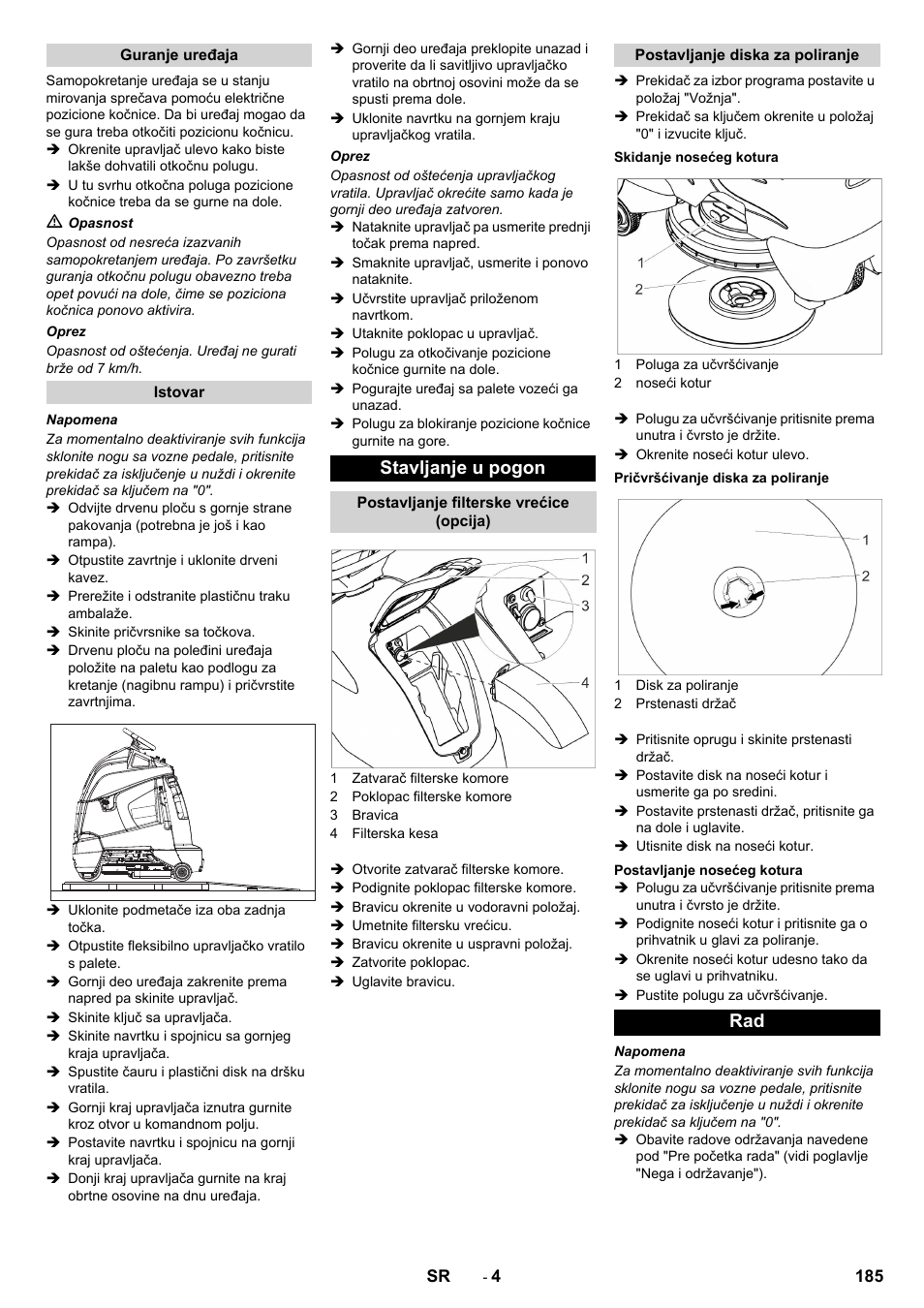 Stavljanje u pogon | Karcher BDP 50 - 2000 RS Bp Pack User Manual | Page 185 / 236