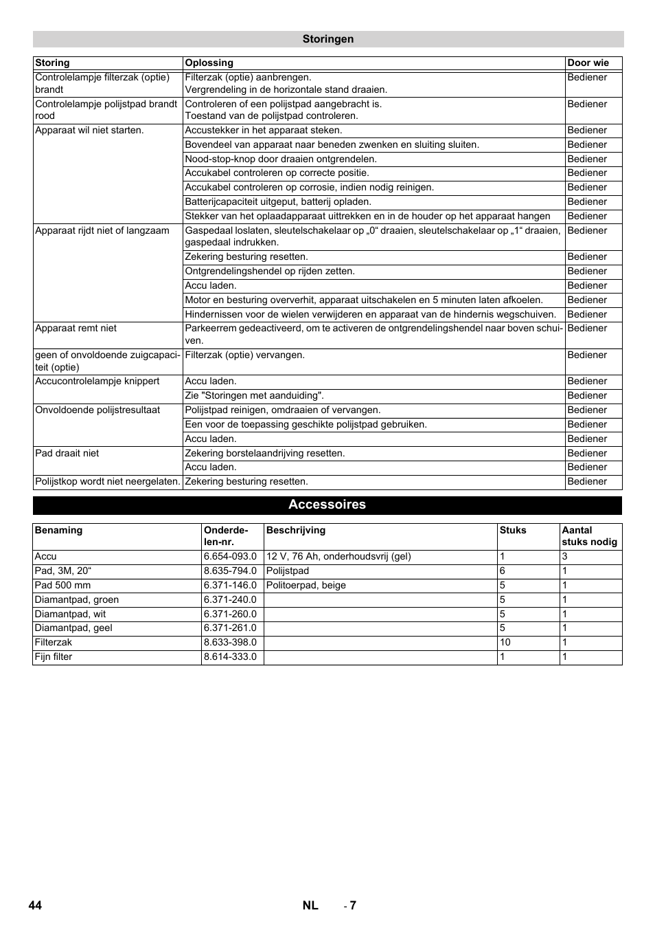 Accessoires | Karcher BDP 50 - 2000 RS Bp Pack User Manual | Page 44 / 236