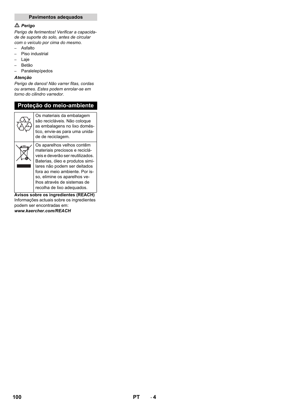 Proteção do meio-ambiente | Karcher KM 150-500 LPG User Manual | Page 100 / 457