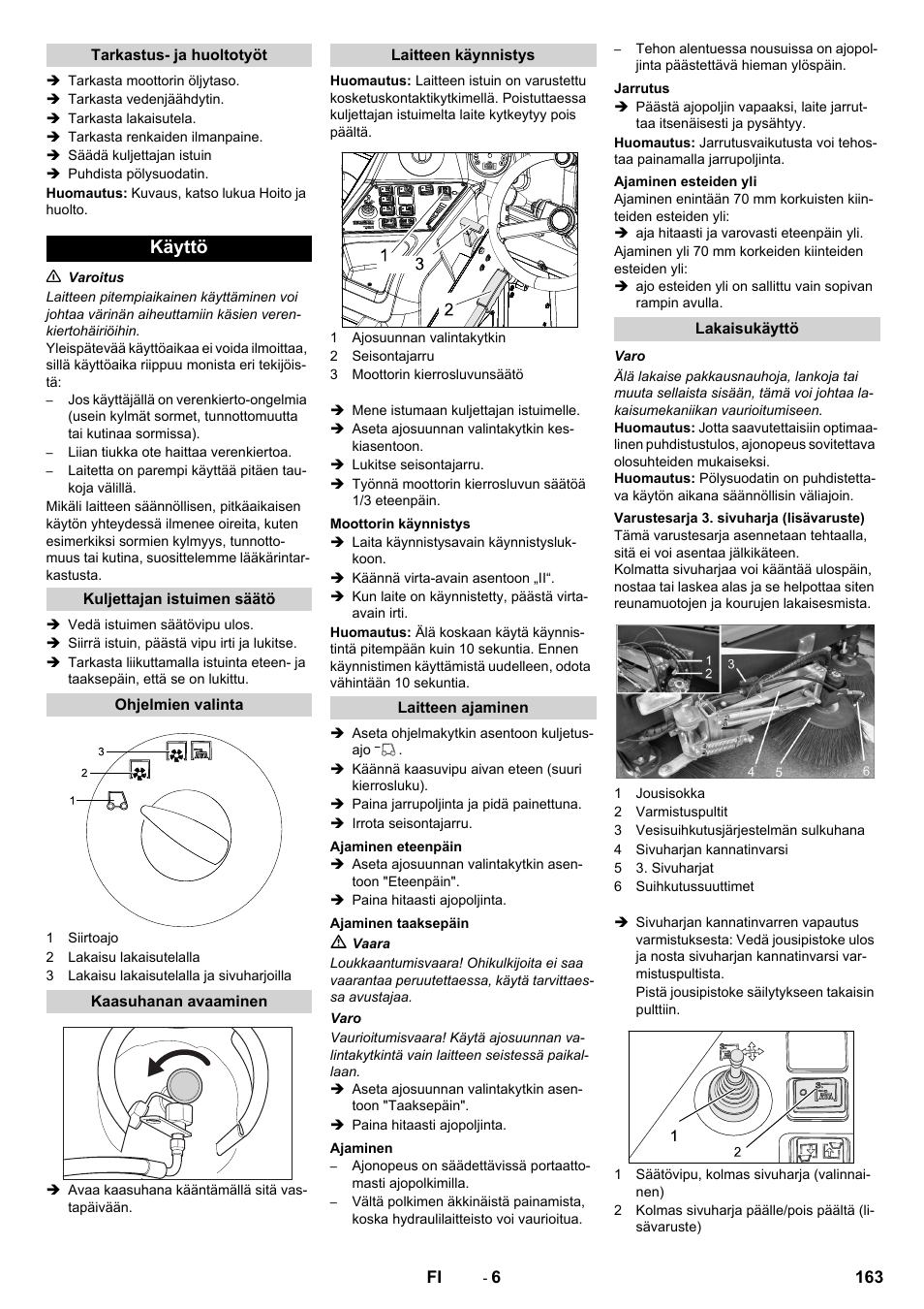 Käyttö | Karcher KM 150-500 LPG User Manual | Page 163 / 457