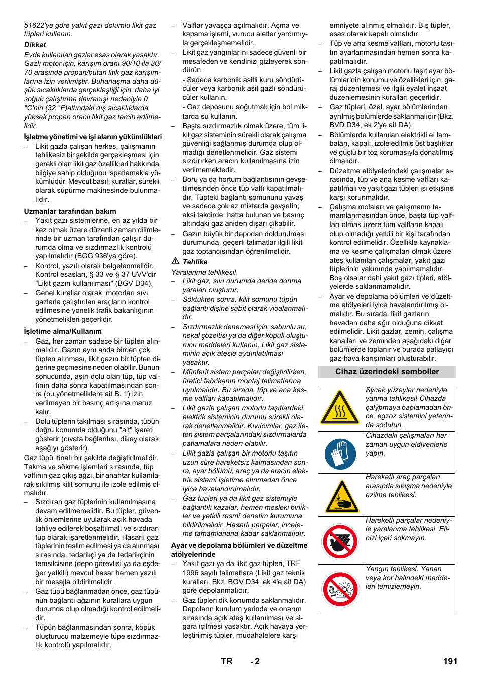 191 tr | Karcher KM 150-500 LPG User Manual | Page 191 / 457