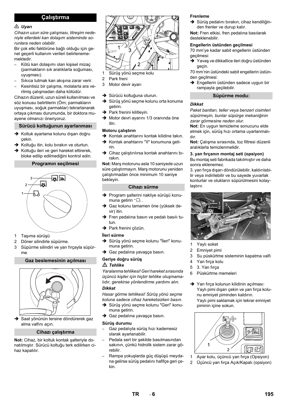 Çalıştırma | Karcher KM 150-500 LPG User Manual | Page 195 / 457