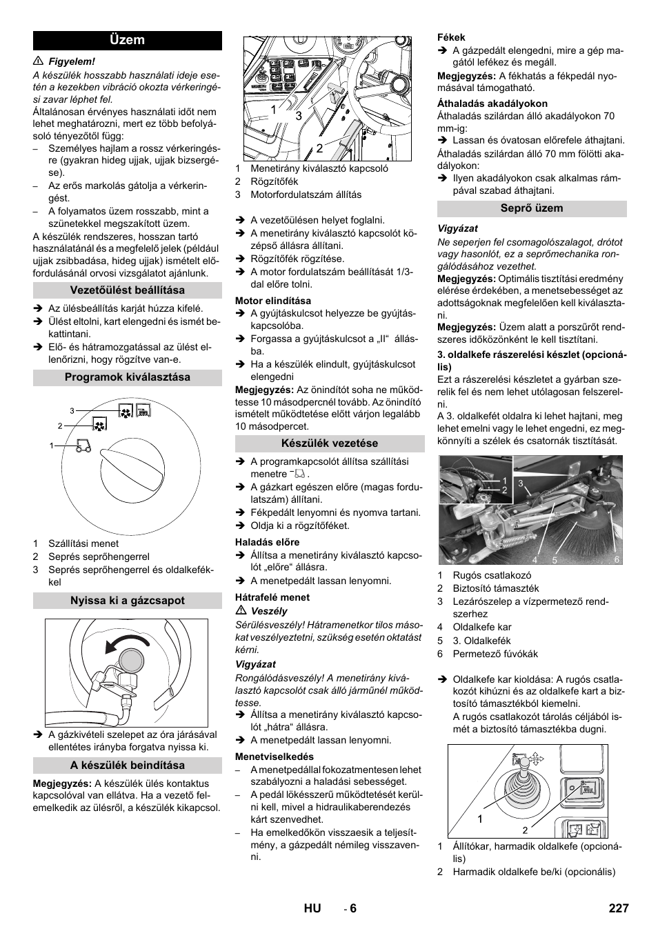 Üzem | Karcher KM 150-500 LPG User Manual | Page 227 / 457