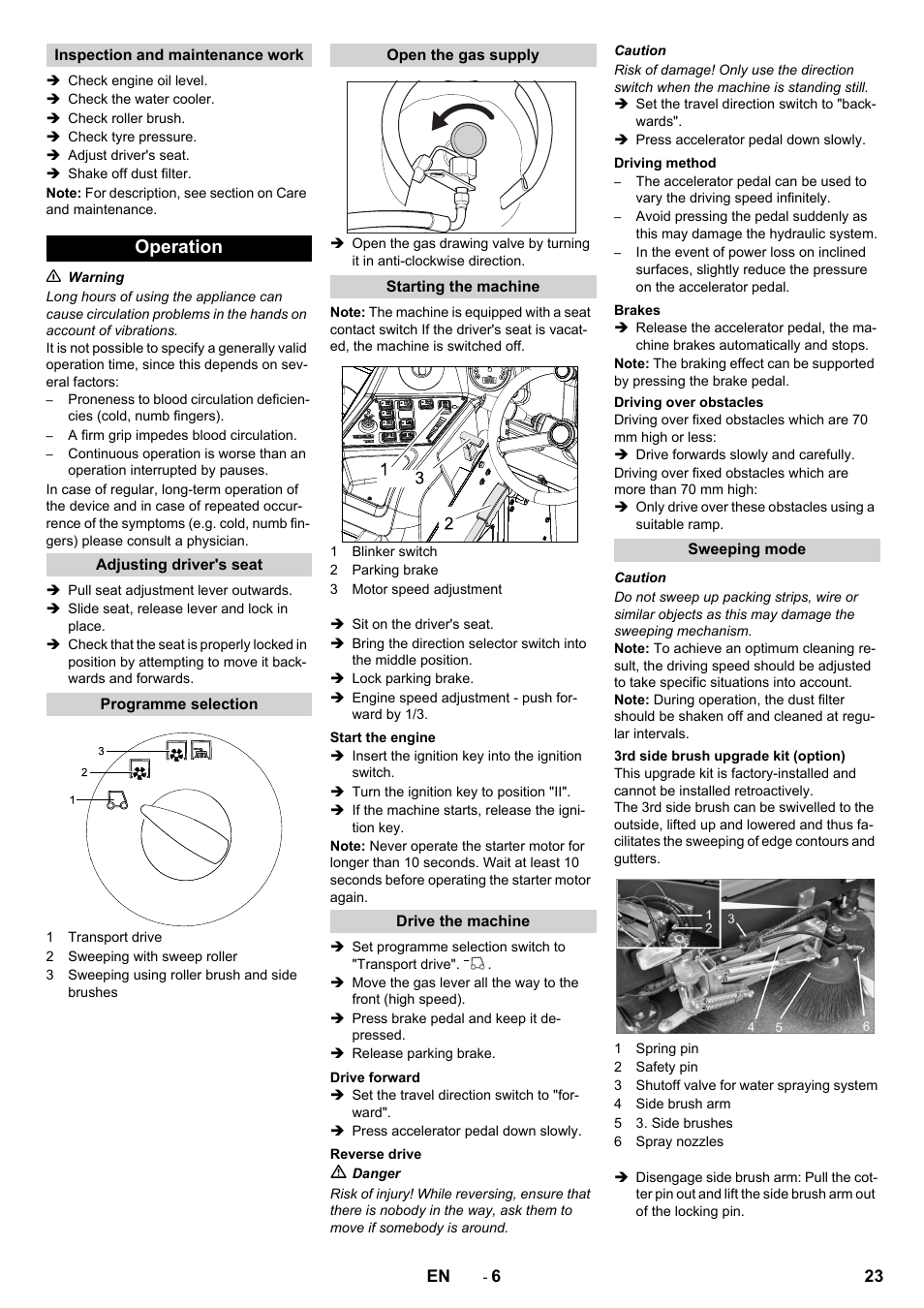 Operation | Karcher KM 150-500 LPG User Manual | Page 23 / 457