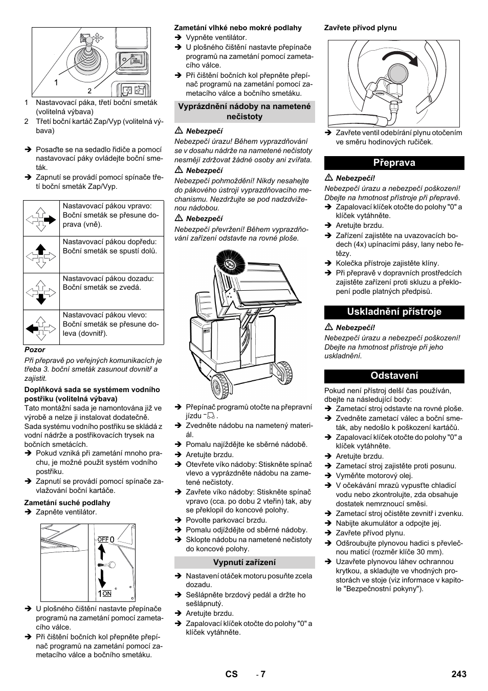 Přeprava uskladnění přístroje odstavení | Karcher KM 150-500 LPG User Manual | Page 243 / 457