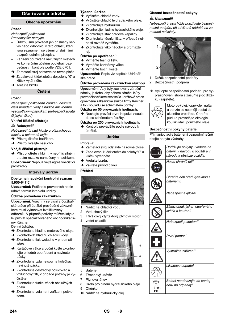 Ošetřování a údržba | Karcher KM 150-500 LPG User Manual | Page 244 / 457