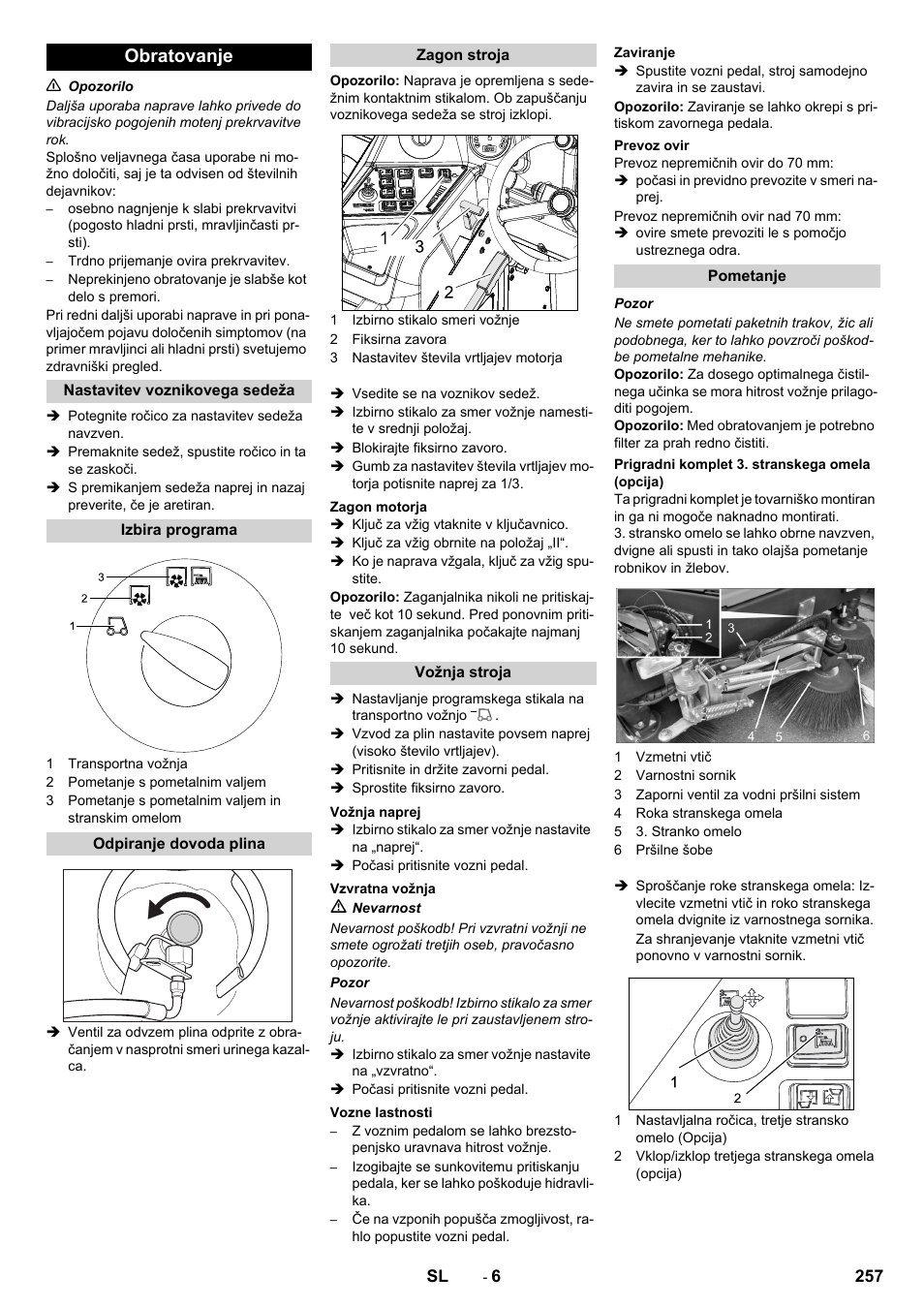 Obratovanje | Karcher KM 150-500 LPG User Manual | Page 257 / 457