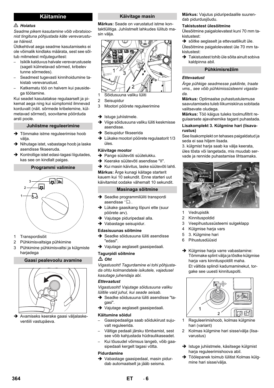 Käitamine | Karcher KM 150-500 LPG User Manual | Page 364 / 457