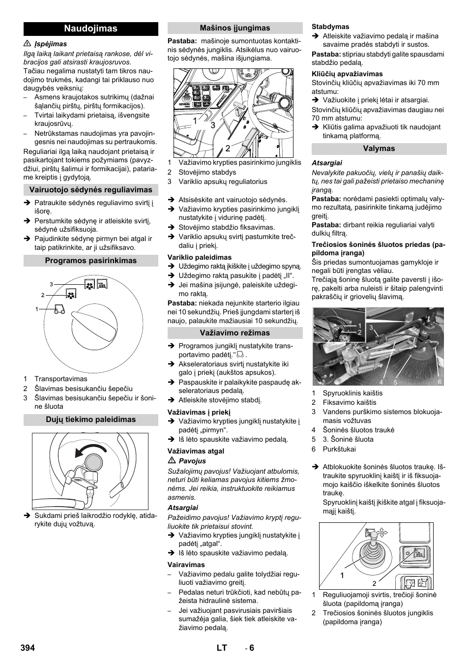 Naudojimas | Karcher KM 150-500 LPG User Manual | Page 394 / 457