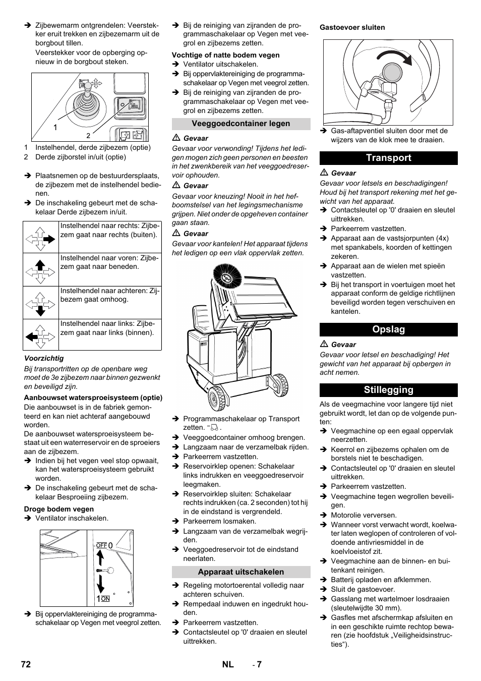 Transport opslag stillegging | Karcher KM 150-500 LPG User Manual | Page 72 / 457