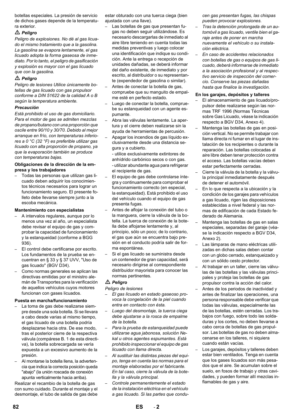 82 es | Karcher KM 150-500 LPG User Manual | Page 82 / 457