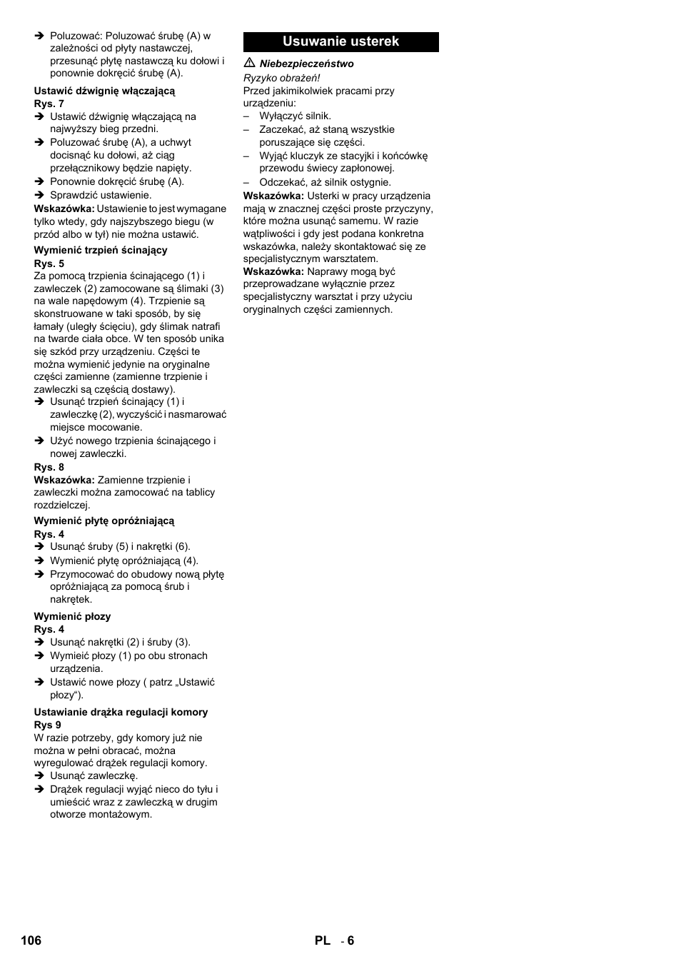 Usuwanie usterek | Karcher STH 8-66 User Manual | Page 106 / 128