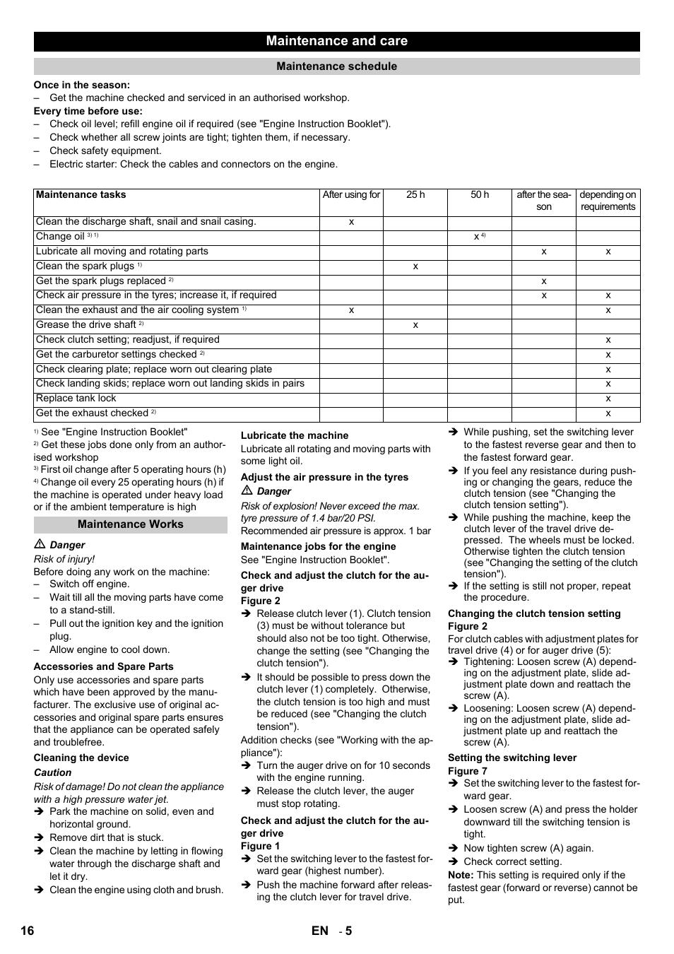 Maintenance and care | Karcher STH 8-66 User Manual | Page 16 / 128