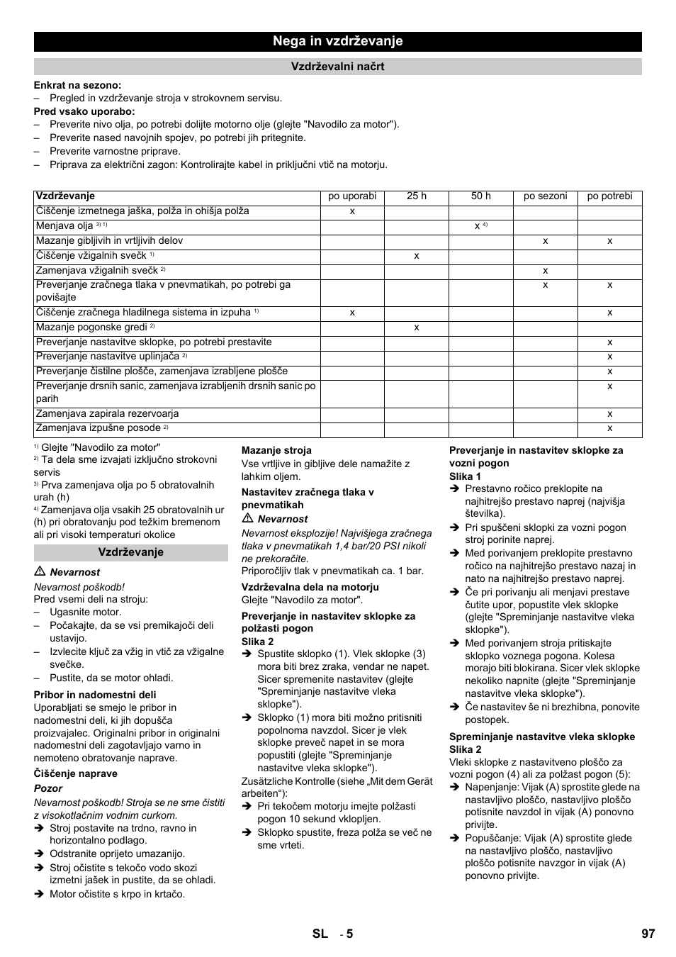 Nega in vzdrževanje, 97 sl | Karcher STH 8-66 User Manual | Page 97 / 128