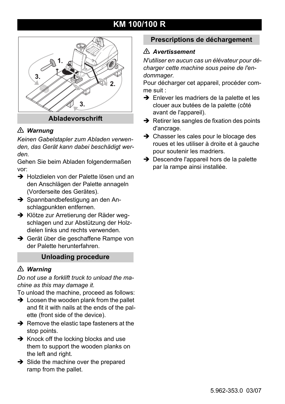 Karcher KM 100-100 R Bp Pack User Manual | 1 page