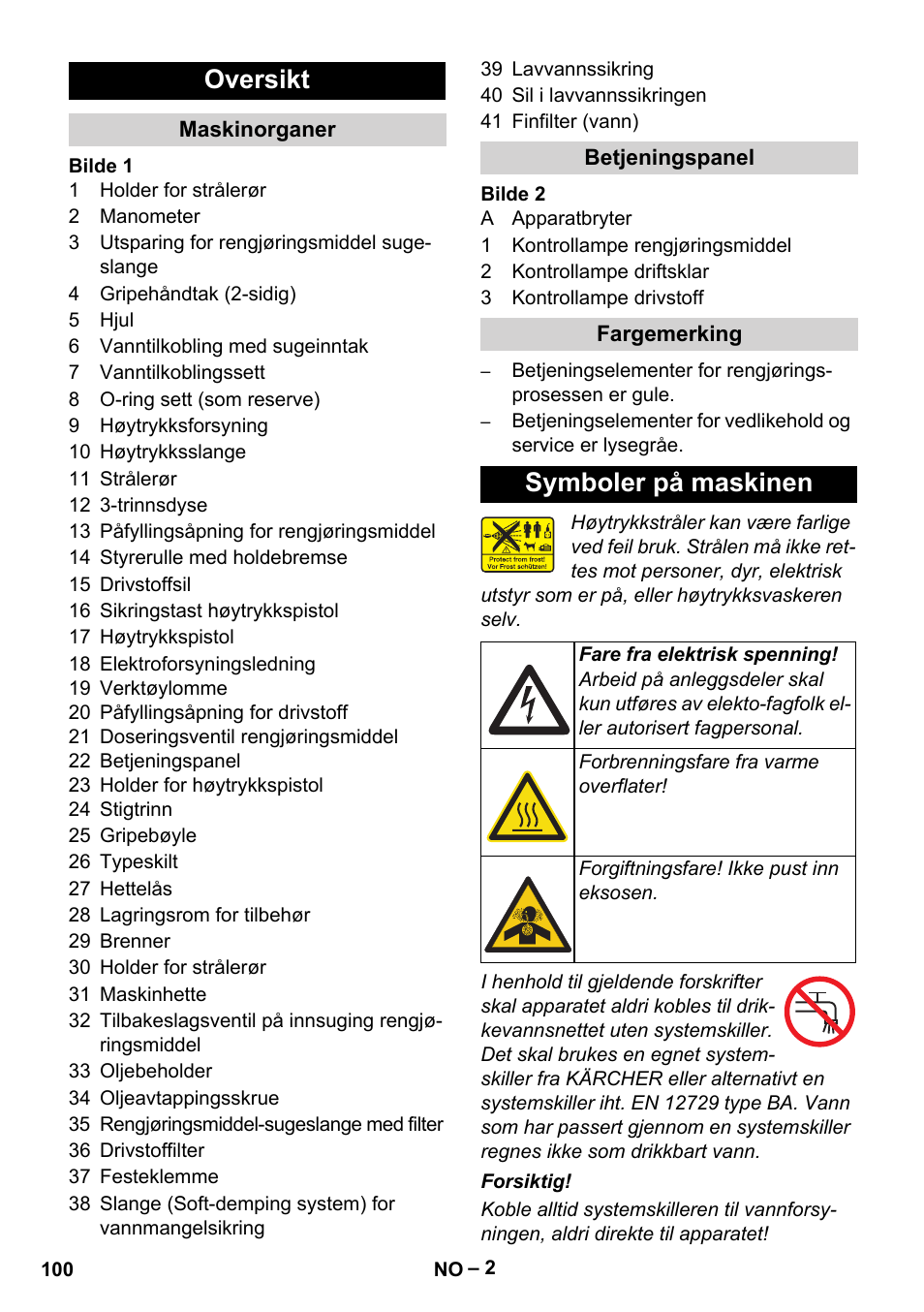 Oversikt, Symboler på maskinen | Karcher HDS 5-12 C User Manual | Page 100 / 320
