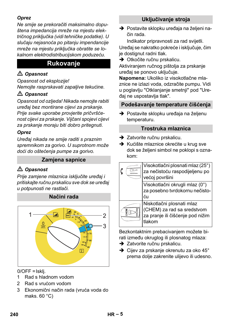 Rukovanje | Karcher HDS 5-12 C User Manual | Page 240 / 320