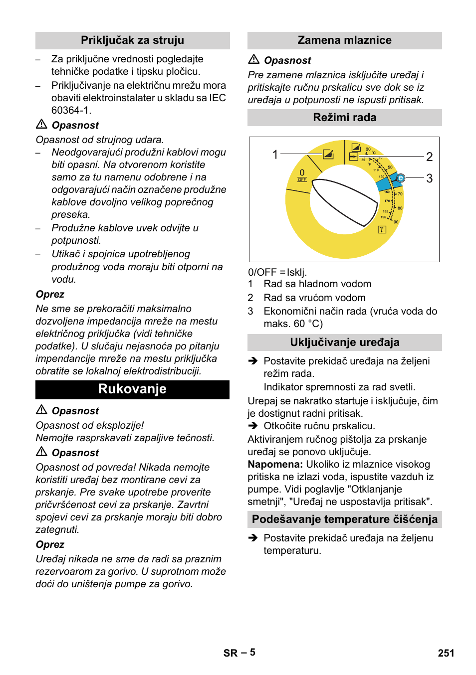 Rukovanje | Karcher HDS 5-12 C User Manual | Page 251 / 320