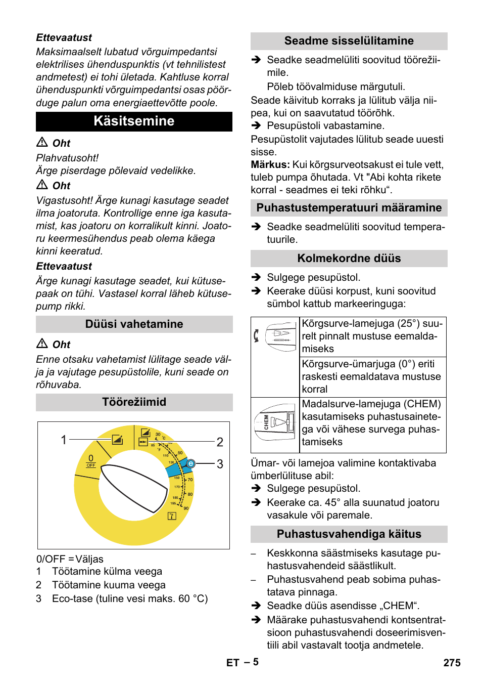 Käsitsemine | Karcher HDS 5-12 C User Manual | Page 275 / 320