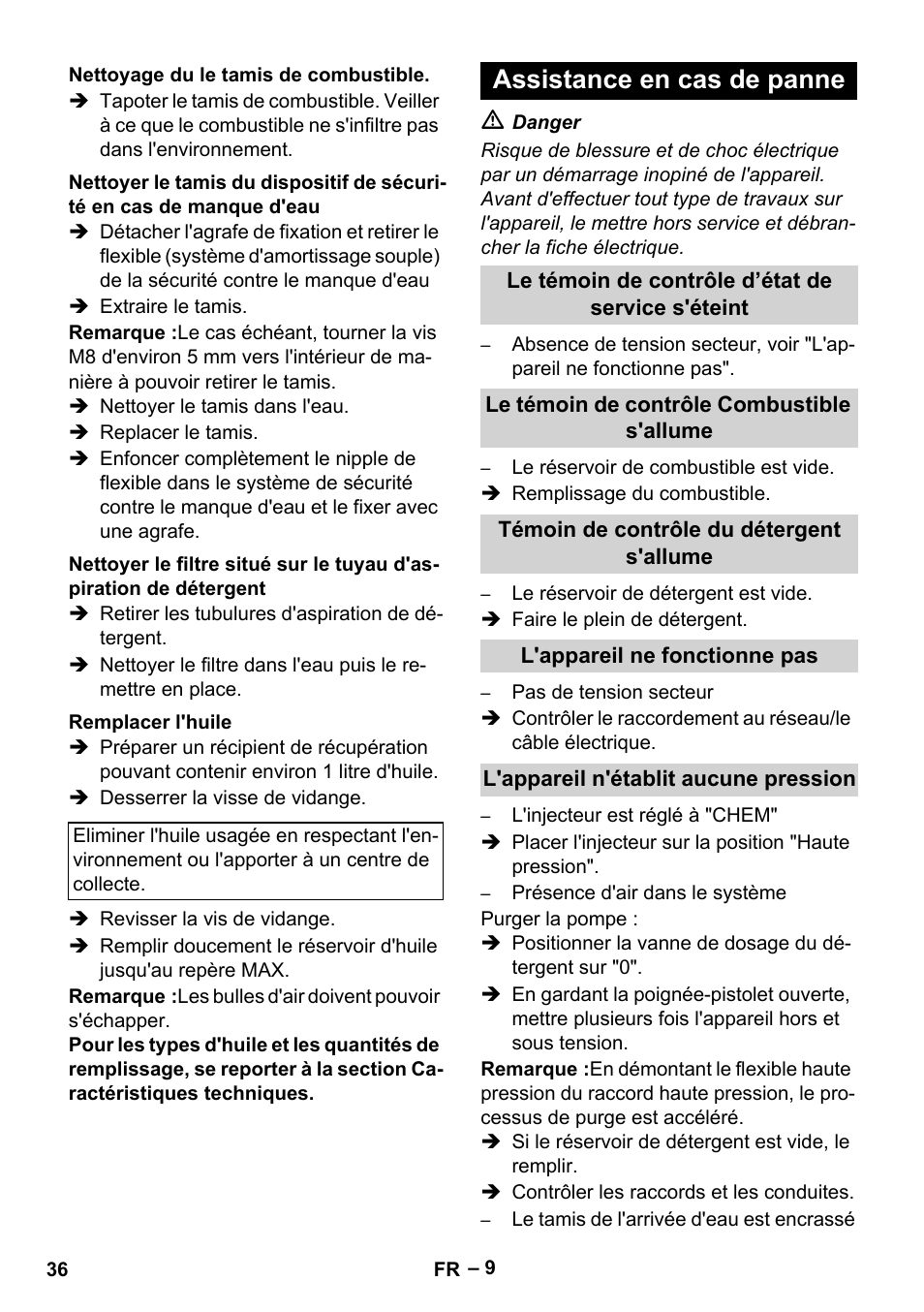 Assistance en cas de panne | Karcher HDS 5-12 C User Manual | Page 36 / 320