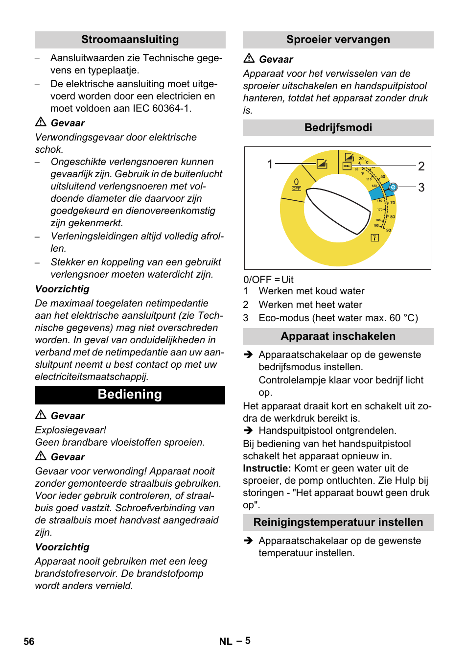 Bediening | Karcher HDS 5-12 C User Manual | Page 56 / 320