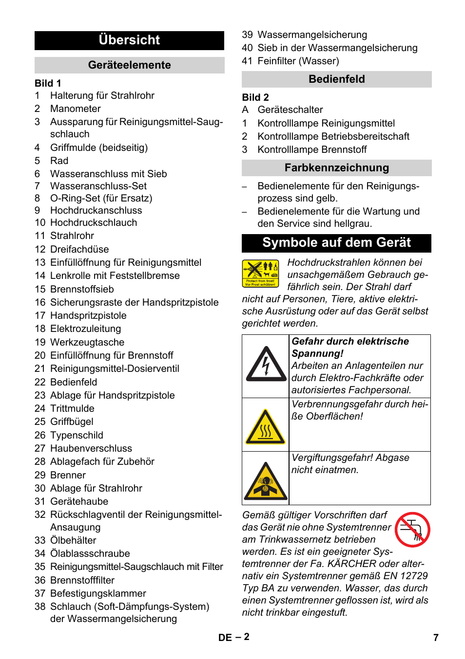 Übersicht, Symbole auf dem gerät | Karcher HDS 5-12 C User Manual | Page 7 / 320