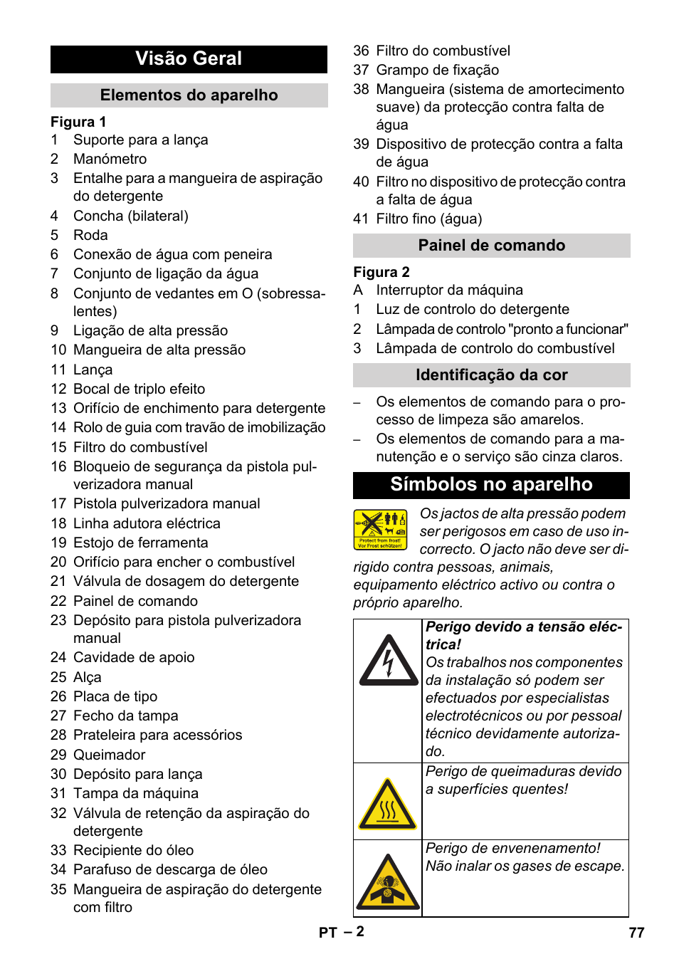 Visão geral, Símbolos no aparelho | Karcher HDS 5-12 C User Manual | Page 77 / 320