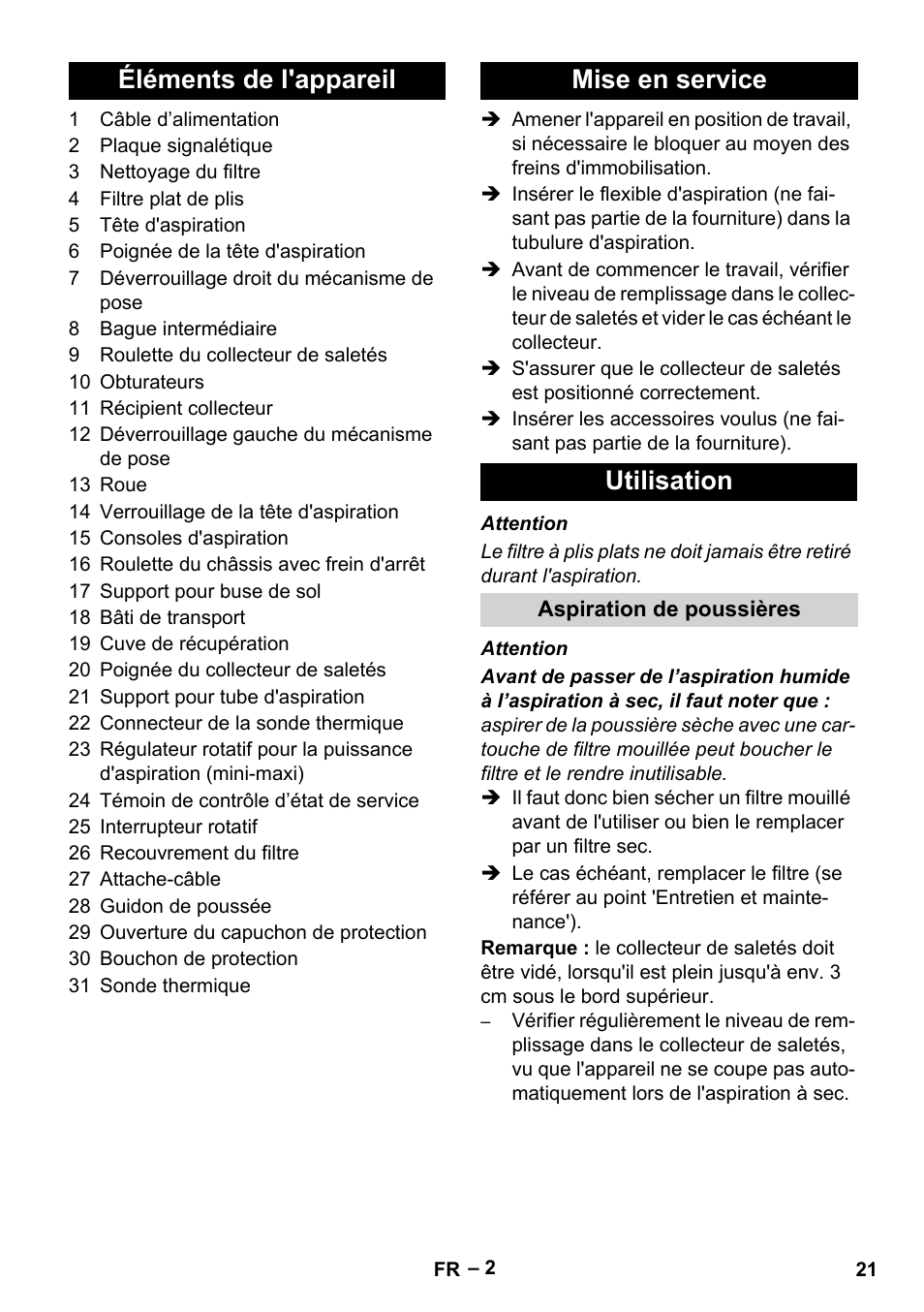 Éléments de l'appareil mise en service utilisation | Karcher IVC 60-12-1 Tact EC User Manual | Page 21 / 188