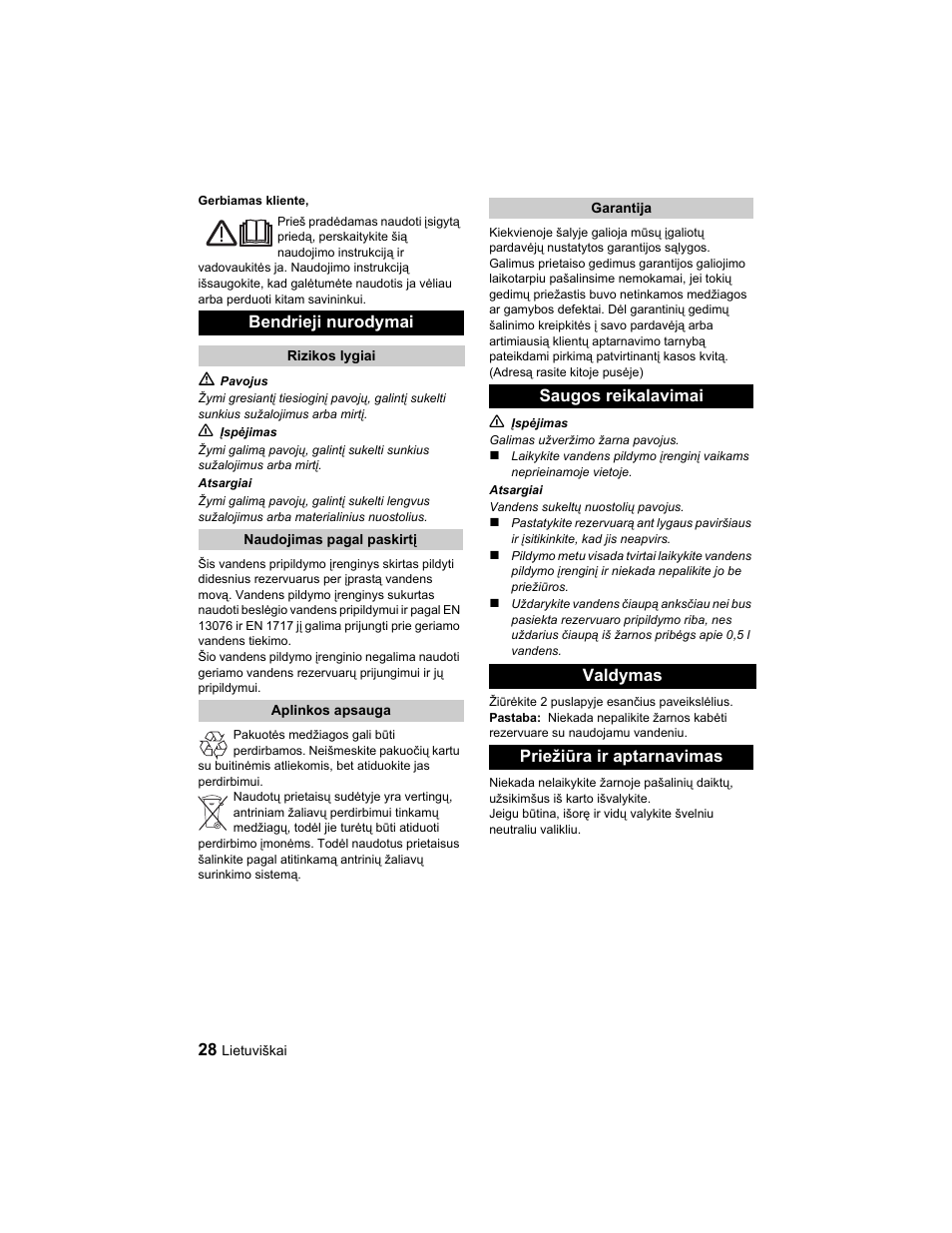 Bendrieji nurodymai | Karcher BD 40-25 C Ep EU User Manual | Page 28 / 32