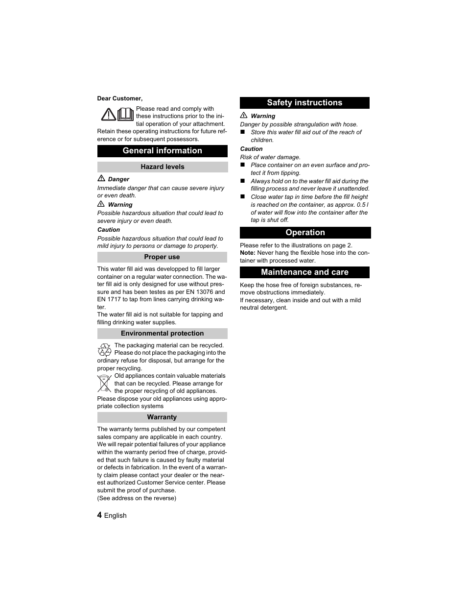 General information, Safety instructions operation maintenance and care | Karcher BD 40-25 C Ep EU User Manual | Page 4 / 32