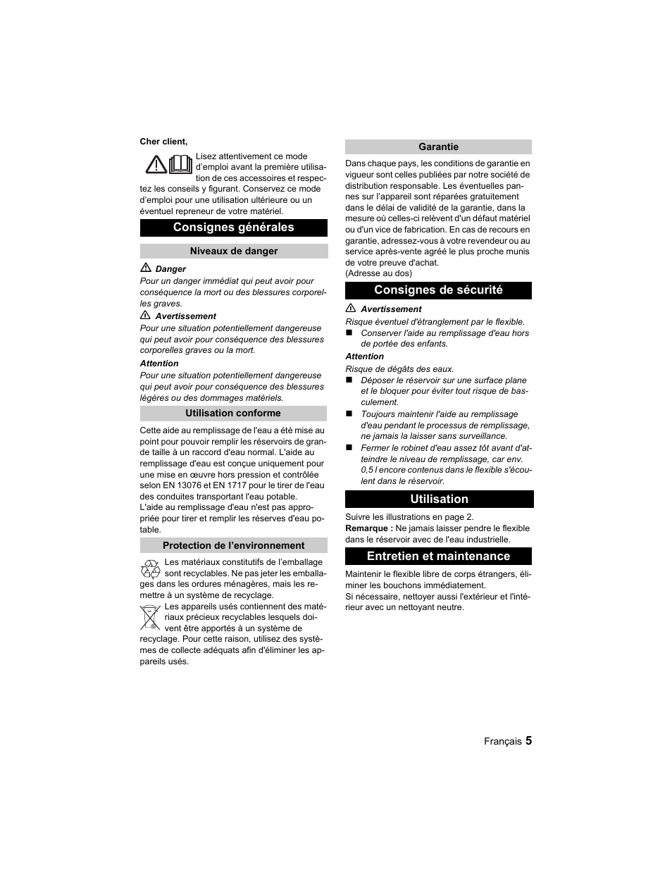 Consignes générales | Karcher BD 40-25 C Ep EU User Manual | Page 5 / 32