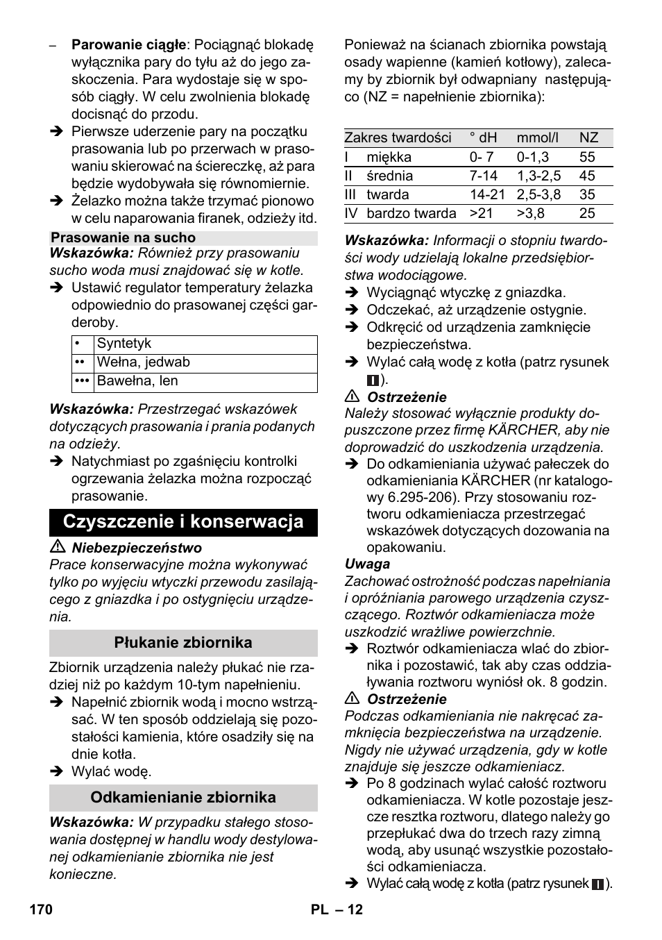 Czyszczenie i konserwacja | Karcher SC 1-030 B User Manual | Page 170 / 278