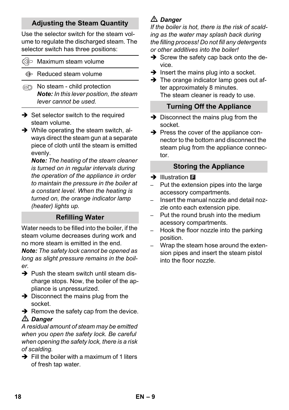 Karcher SC 1-030 B User Manual | Page 18 / 278