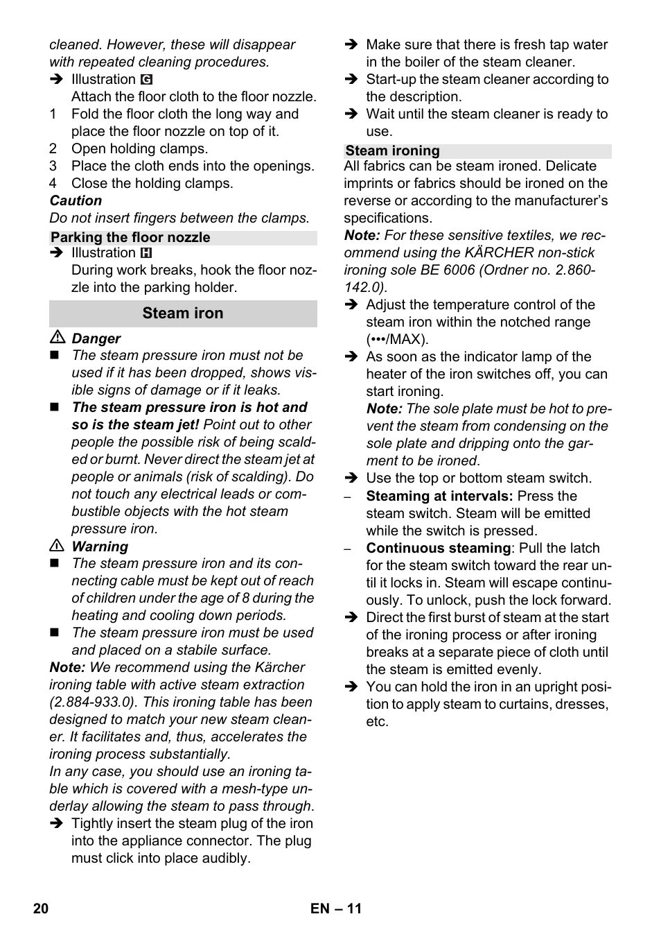 Karcher SC 1-030 B User Manual | Page 20 / 278