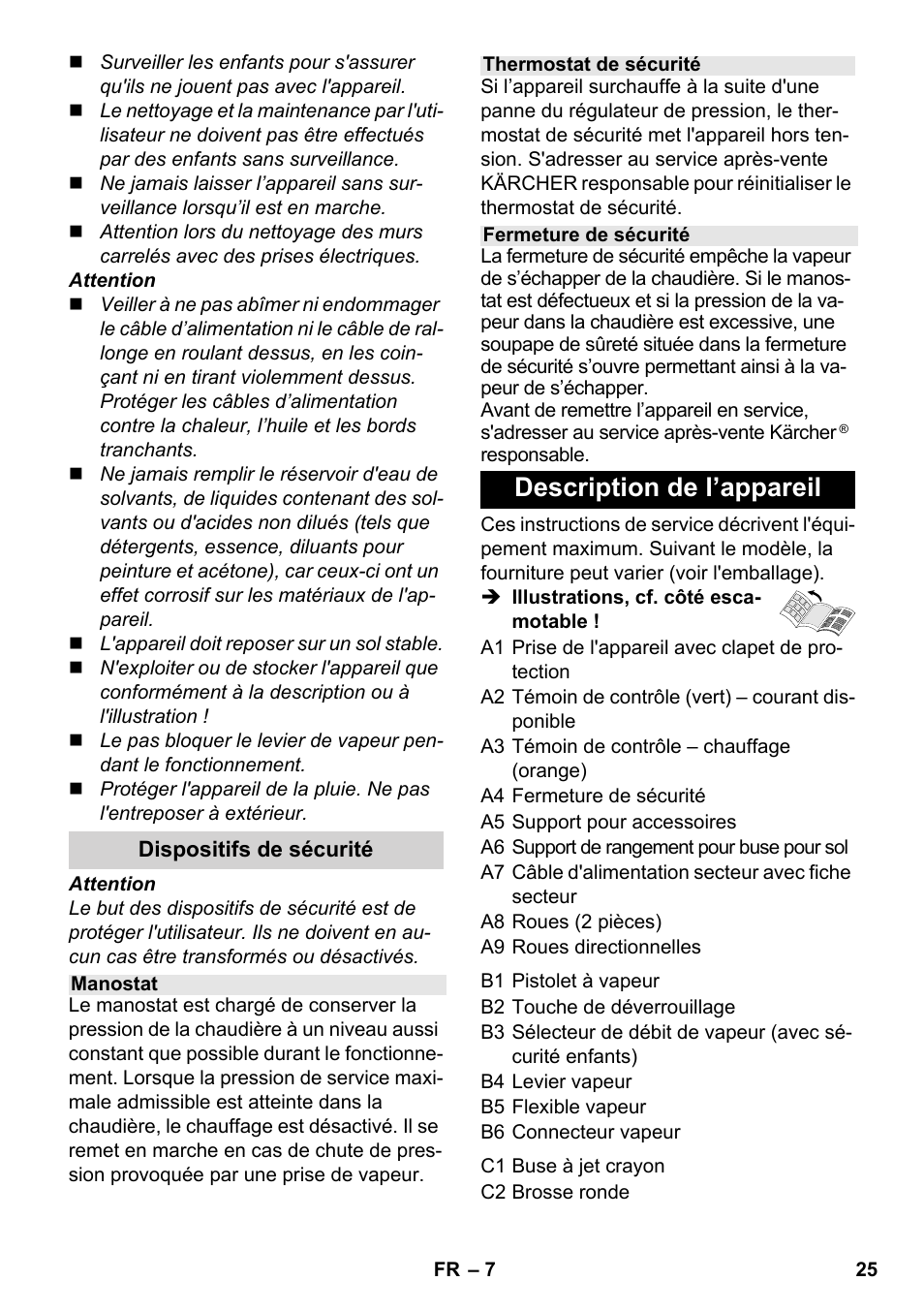 Description de l’appareil | Karcher SC 1-030 B User Manual | Page 25 / 278